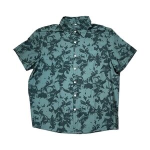 Men's Tropical Leaf Hawaiian Shirt - Sage Green with Dark Botanical Print - XL